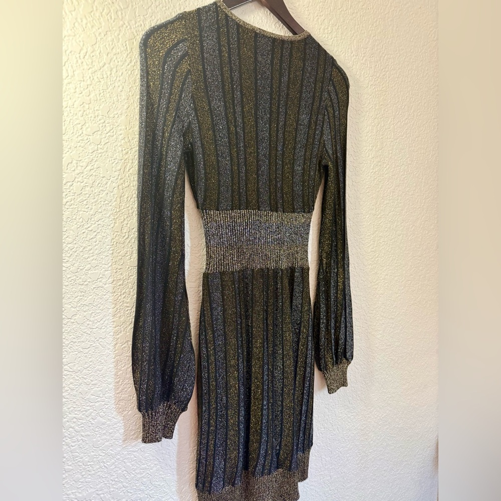 Guess Metallic Gold & Black Y2K Mini Dress | Glam Party Night Out - Picture 7 of 10
